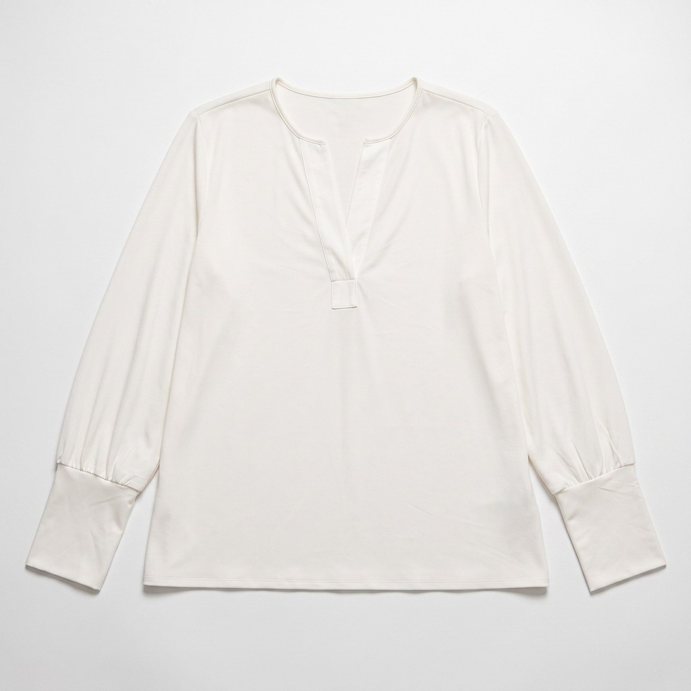 Banana Republic XL White Split Neck Blouse Womens Casual Minimalist NEW